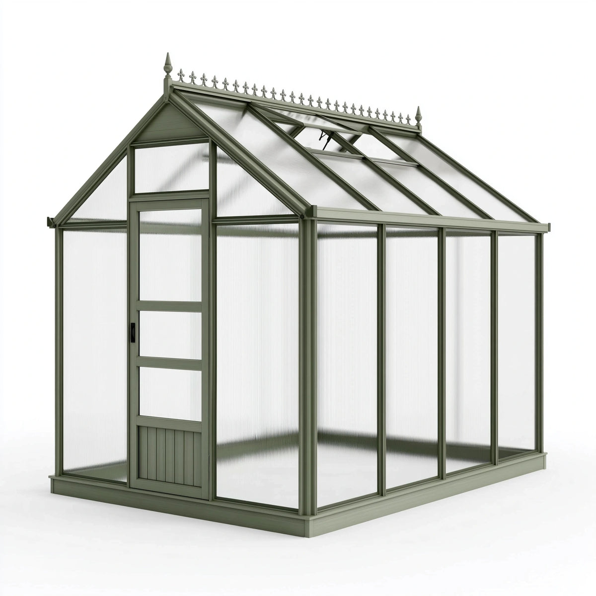 Gewächshaus 300 x 190 x 230 cm Metall Kunststoff Grün mit Dachfenster im viktorianischen Stil