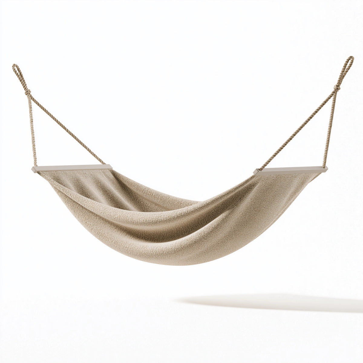 Hängematte 200 x 100 cm Beige Textilgewebe mit Holzstäben für Garten und Balkon