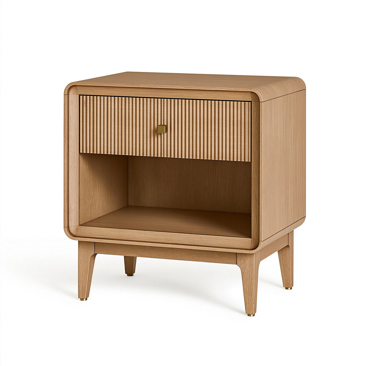Nachttisch 45 x 40 x 60 cm Holz Natur mit Schublade und offenem Fach