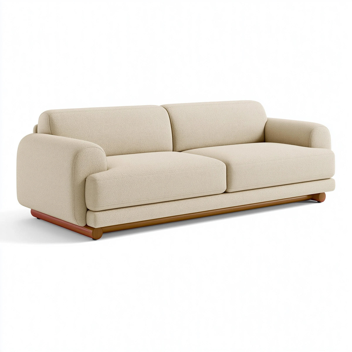 2-Sitzer Sofa 220 x 95 x 82 cm Boucléstoff Creme Wohnzimmer Modern