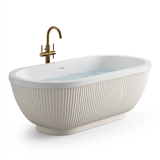 Freistehende Badewanne 170 x 75 x 58 cm Weiß Acryl geriffelte Oberfläche