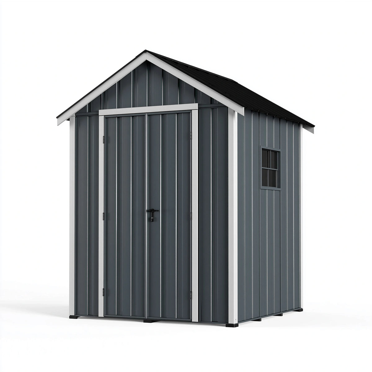 Gartenhaus 213 x 127 x 185 cm aus Stahlblech Anthrazit mit Satteldach