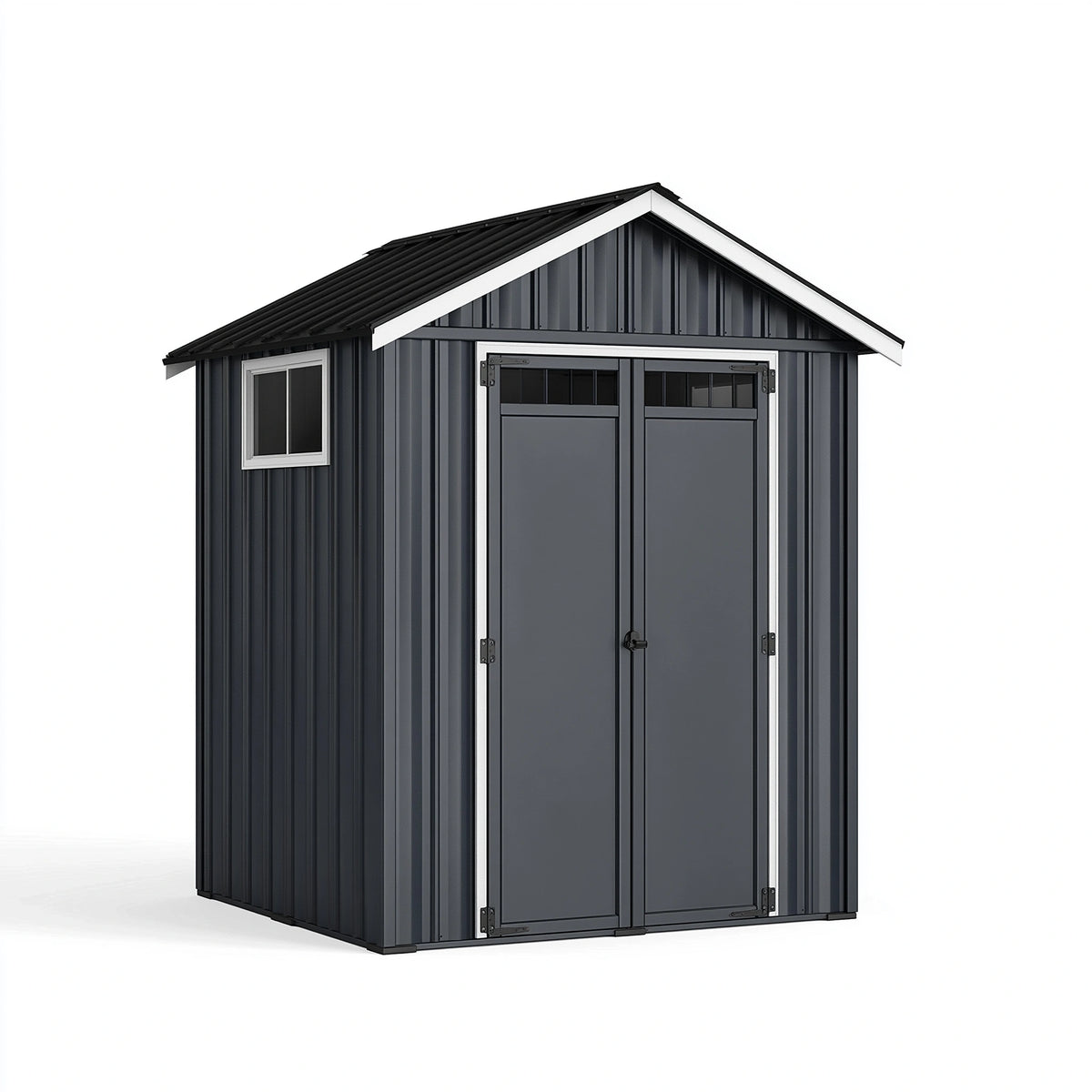 Metall Gartengerätehaus 213 x 127 x 185 cm Anthrazit mit Doppeltür und Fenster