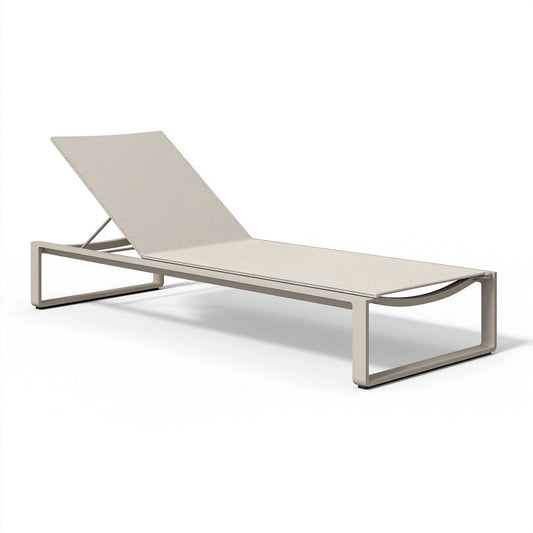 Sonnenliege 200 x 70 cm aus Aluminium Beige mit verstellbarer Rückenlehne
