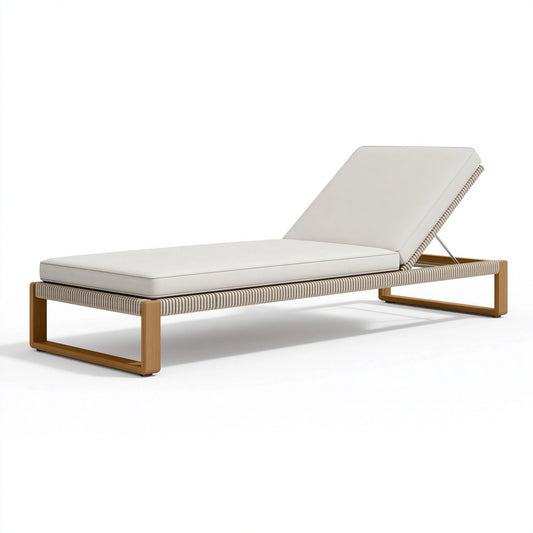 Sonnenliege 200 x 70 x 35 cm Holz Beige mit verstellbarer Rückenlehne