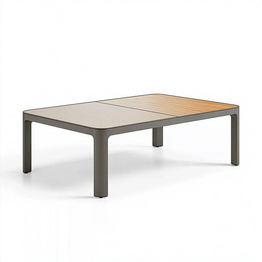 Gartentisch 120 x 70 x 35 cm Aluminium Grau/Natur rechteckig