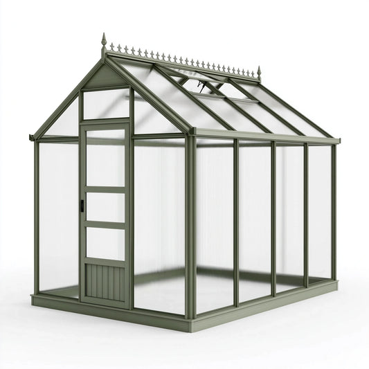 Gewächshaus 300 x 190 x 230 cm Metall Kunststoff Grün mit Dachfenster im viktorianischen Stil