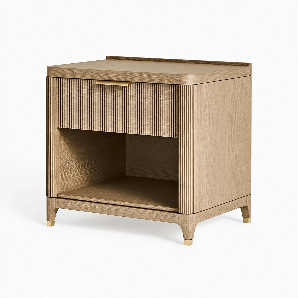 Nachttisch 50 x 40 x 60 cm Holzwerkstoff in Eichenoptik mit Schublade und offenem Fach