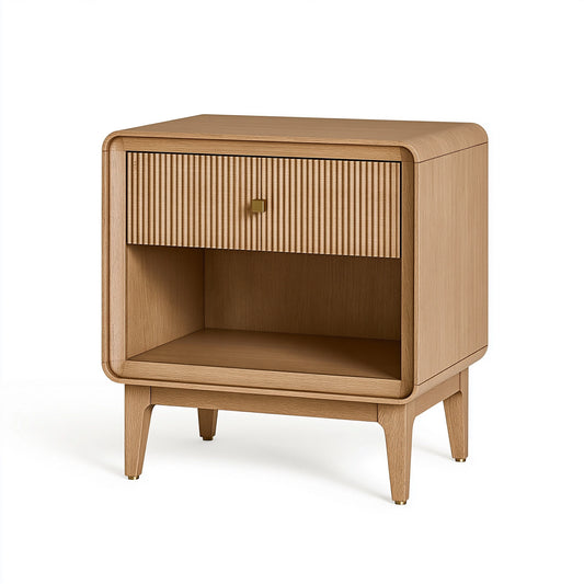 Nachttisch 45 x 40 x 60 cm Holz Natur mit Schublade und offenem Fach