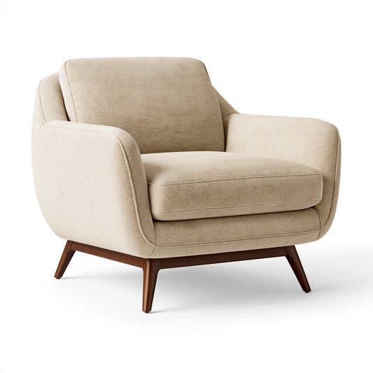 Sessel 85 x 82 x 85 cm Beige Stoff mit Holzgestell im Retro-Stil