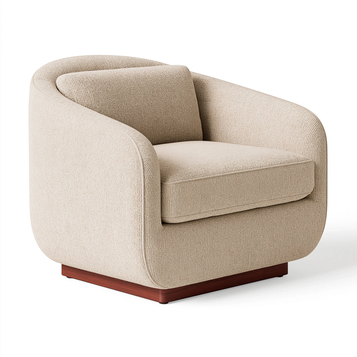 Sessel 85 x 83 x 76 cm Beige Strukturstoff mit Holzsockel - moderner Loungesessel