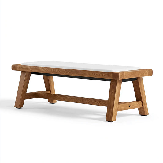Sitzbank 140 x 40 x 45 cm Holz Braun Weiß mit gepolsterter Sitzfläche