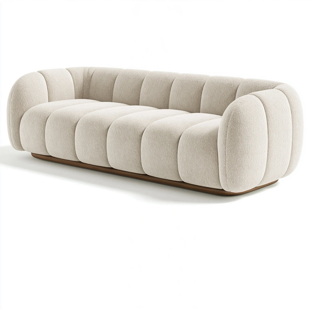 3-Sitzer-Sofa 240 cm Bouclé-Stoff Cremefarben Wohnzimmer Modern